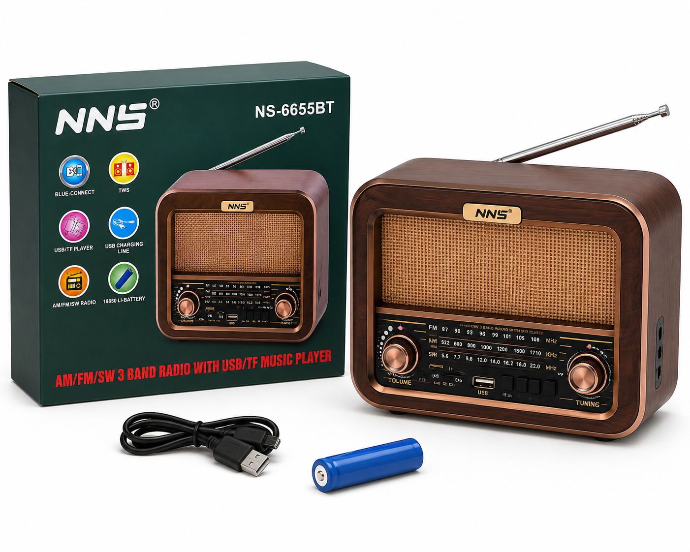 NNS Compact Copper Radio NS-6655BT